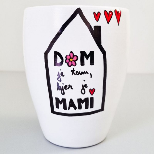 Lonec z ročno poslikavo Dom je tam, kjer je mami